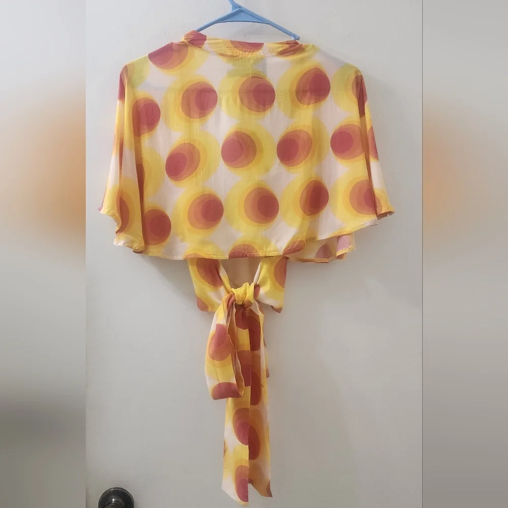 New Lemonade Yellow and Red Polka‎ Dot Top, Size 34.